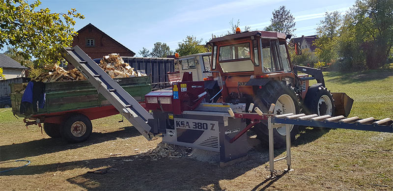 Vermietung von Forstgeräten, z.B. Sägespaltautomaten, Holzspalter und Ratschenfällkeile